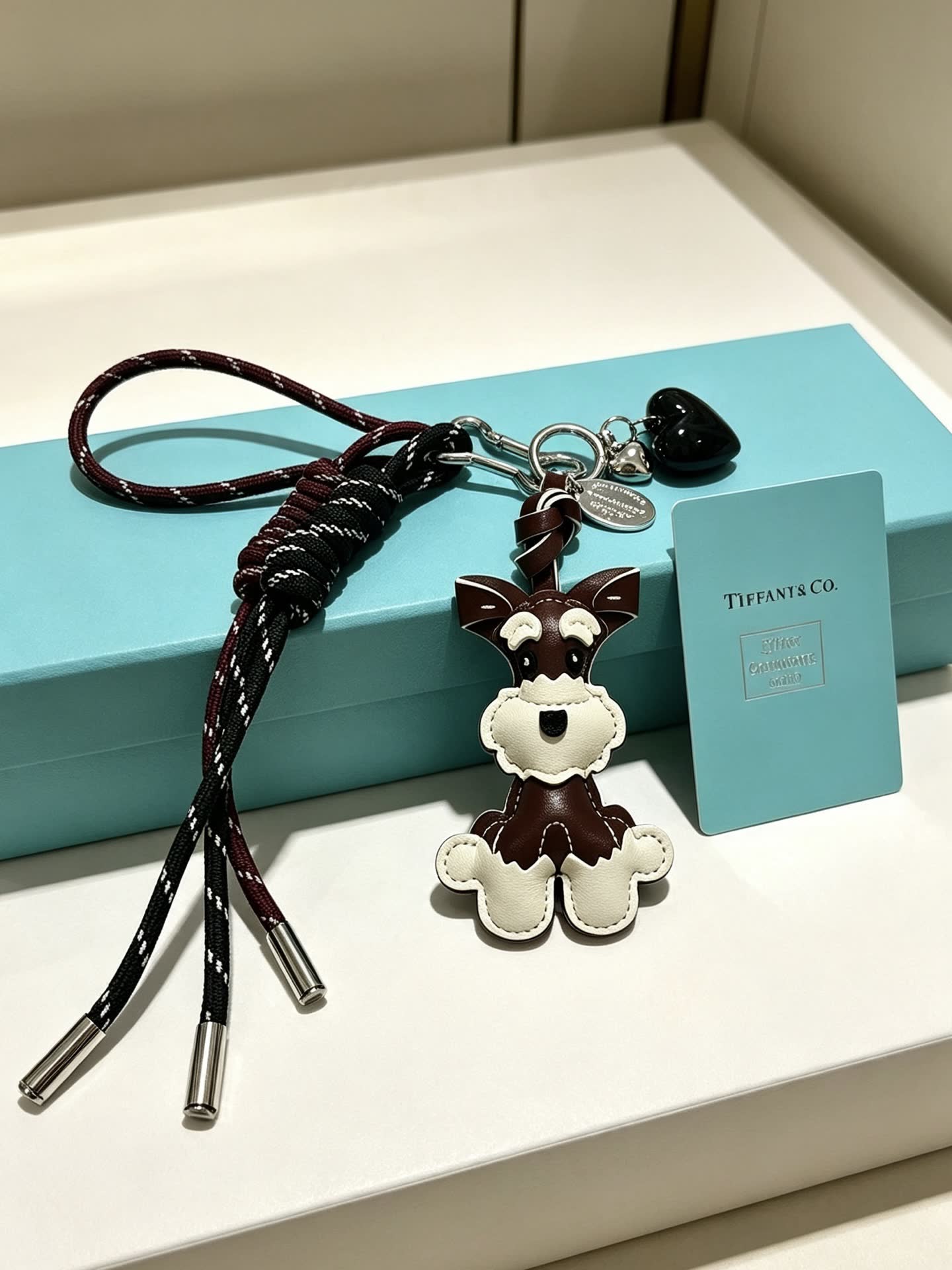 Tiffany & Co. Leather Dog Charm Keychain